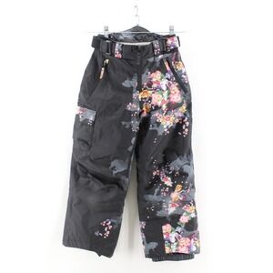 Volkl Ski Snowboard Pants Youth Size 10 Black with Bright Floral Pattern